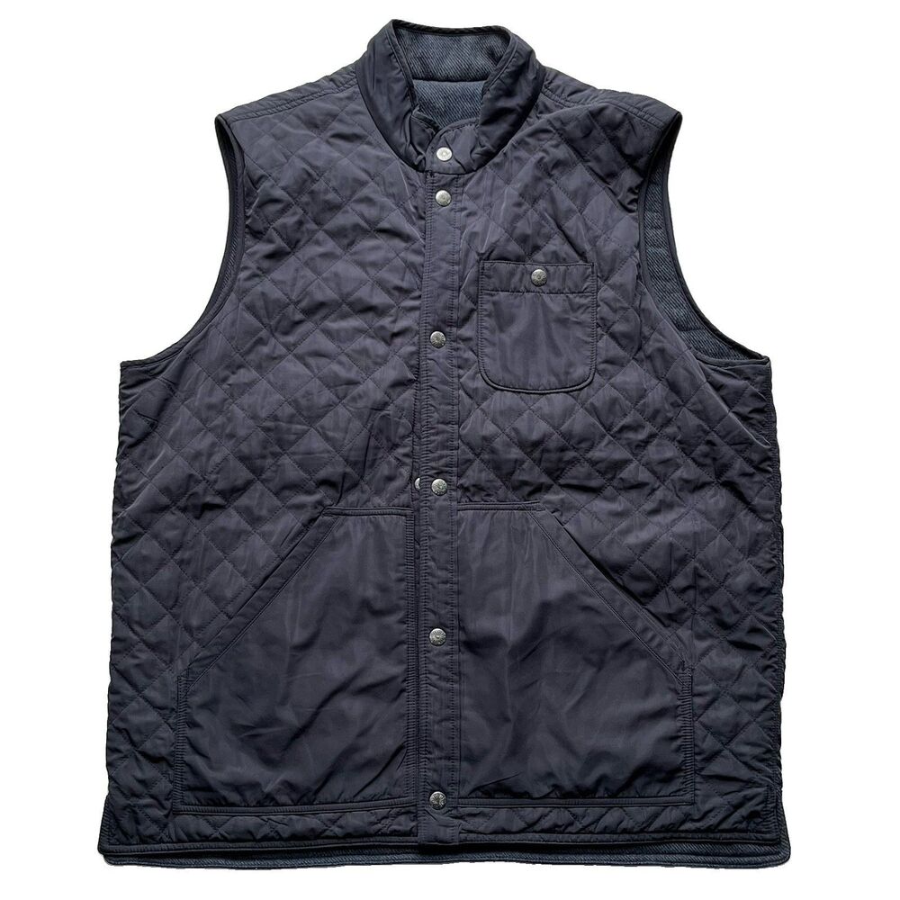 Faherty Mens Reversible Sleeveless Jacket Quilted Panel Puffer Vest Insulated